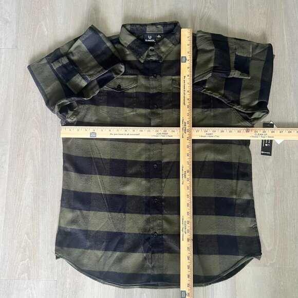 NWT Burnside Mens Flannel Green/Black Plaid Shirt Sz XL Rustic Outdoors Western - Picture 3 of 5